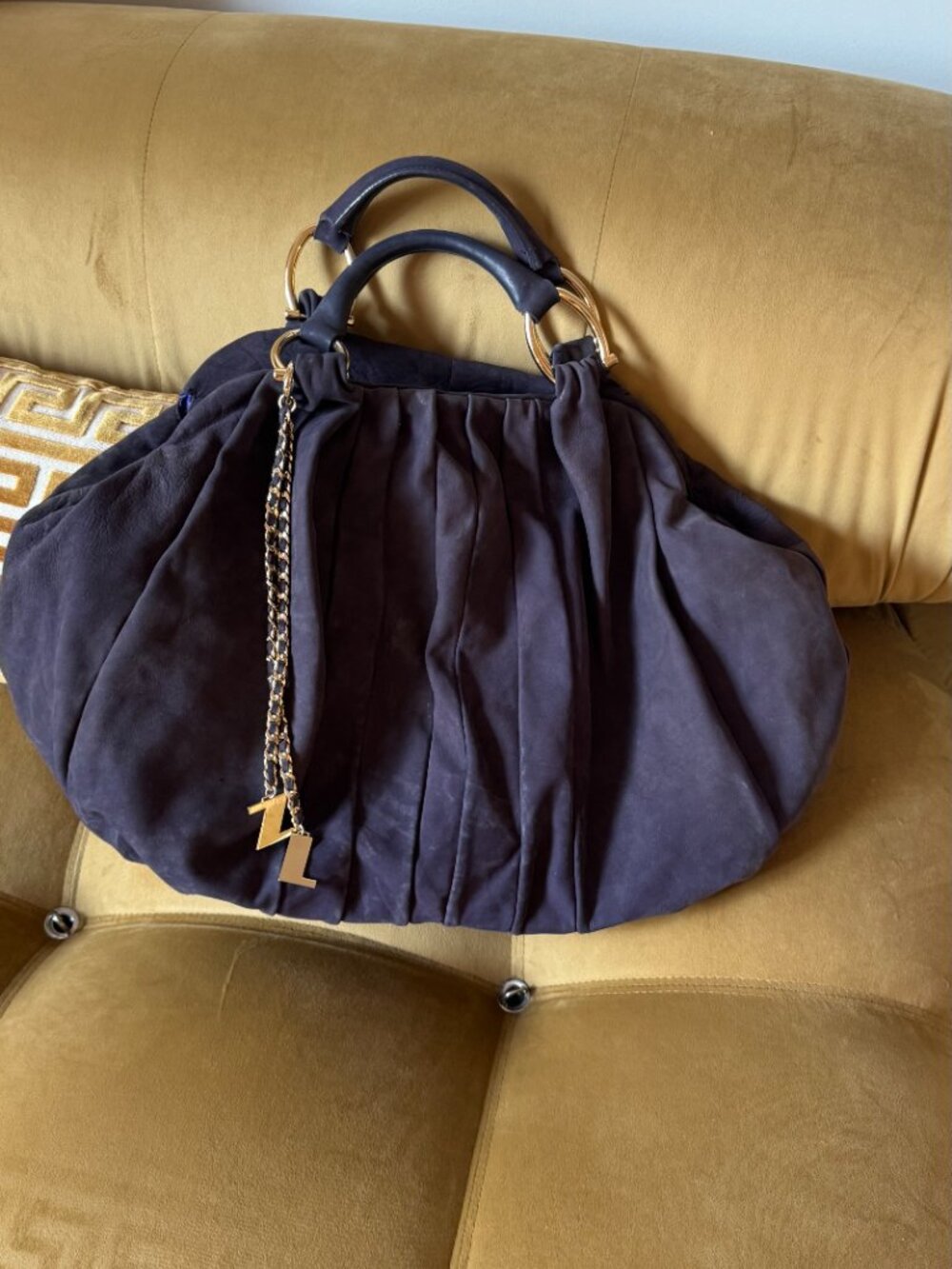 Vintage italian Le Silla purple suede handbag w/ original dustbag